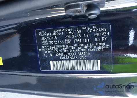 2016 Hyundai Veloster from USA, damaged, VIN KMHTC6AD6GU248499